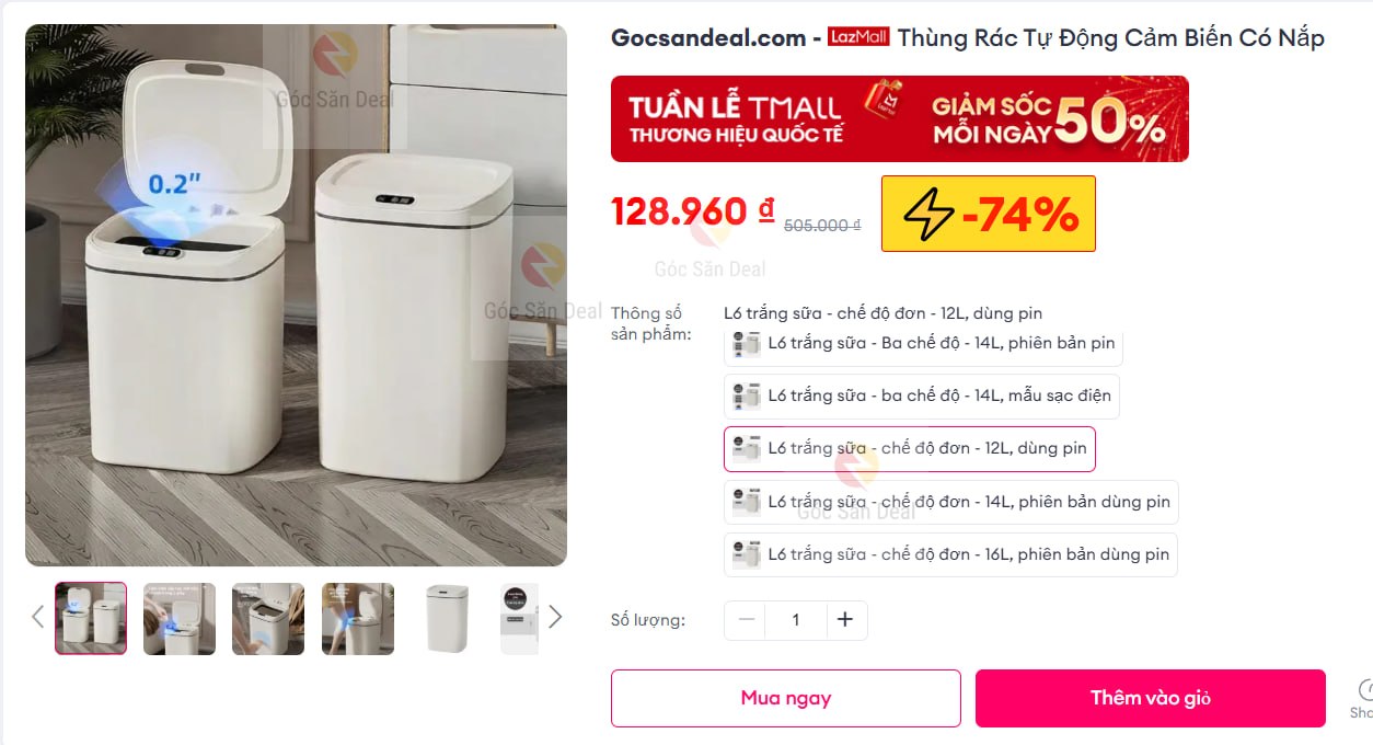Thùng Rác Tự Động Cảm Biến Có Nắp
