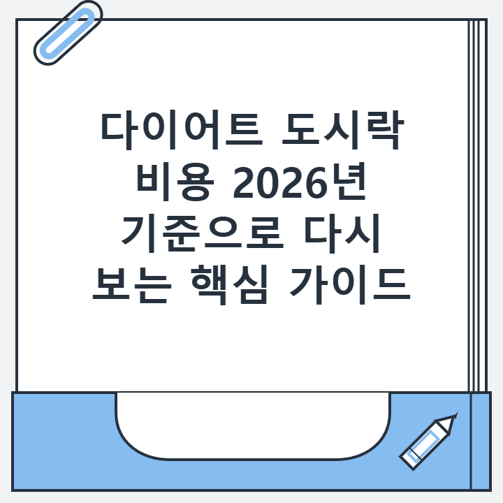 다이어트 도시락 비용 2026년 기준으로 다시 보는 핵심 가이드