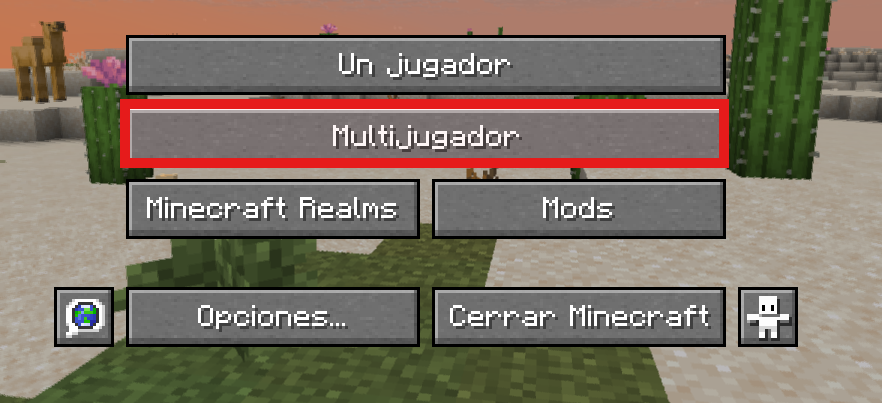 Paso 1 para conectar a CdeCube Network: Abrir el menú Multijugador en Minecraft