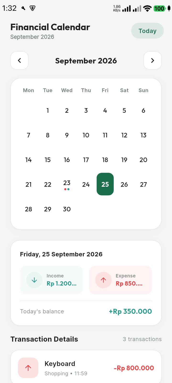 Transactions Screen