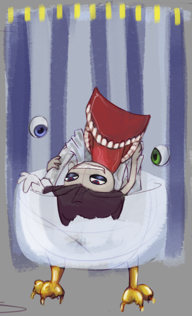 Caine over Pomni in the bathtub