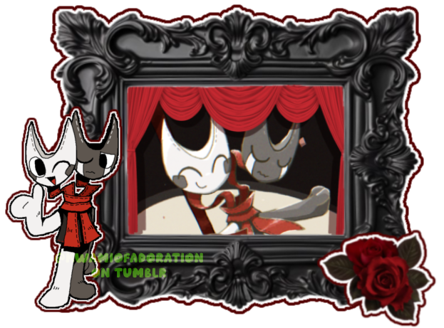 A graphic of Razzle & Dazzle, it has a picture frame of them walking on a tightrope and outside the frame is fanartwork of them; it has a rose on it aswell. It is watermarked with "KWAMIOFADORATION ON TUMBLR" to prevent any stealing.| both ac - @kurosamehaiki