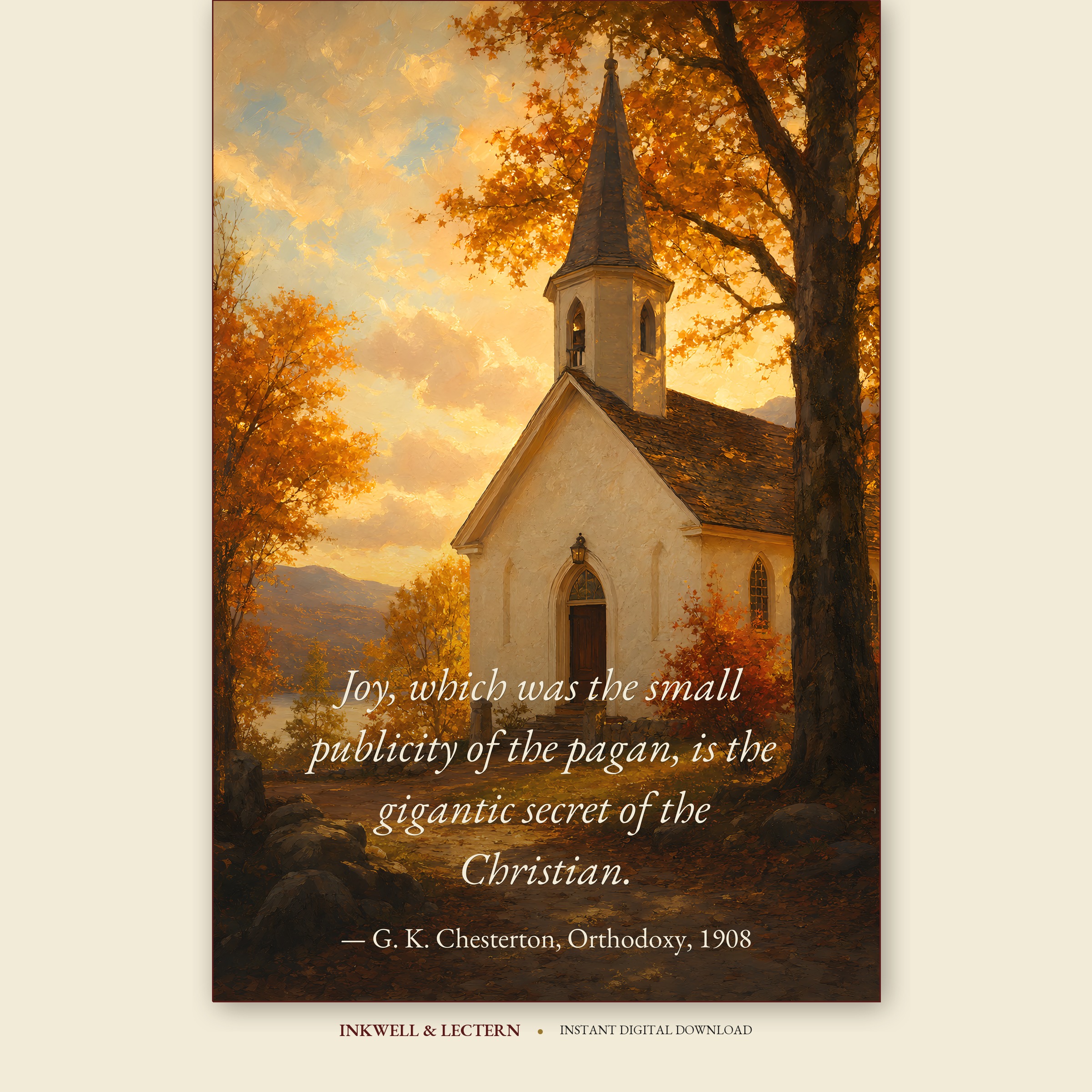 Chesterton on Joy — Christian literary quote print