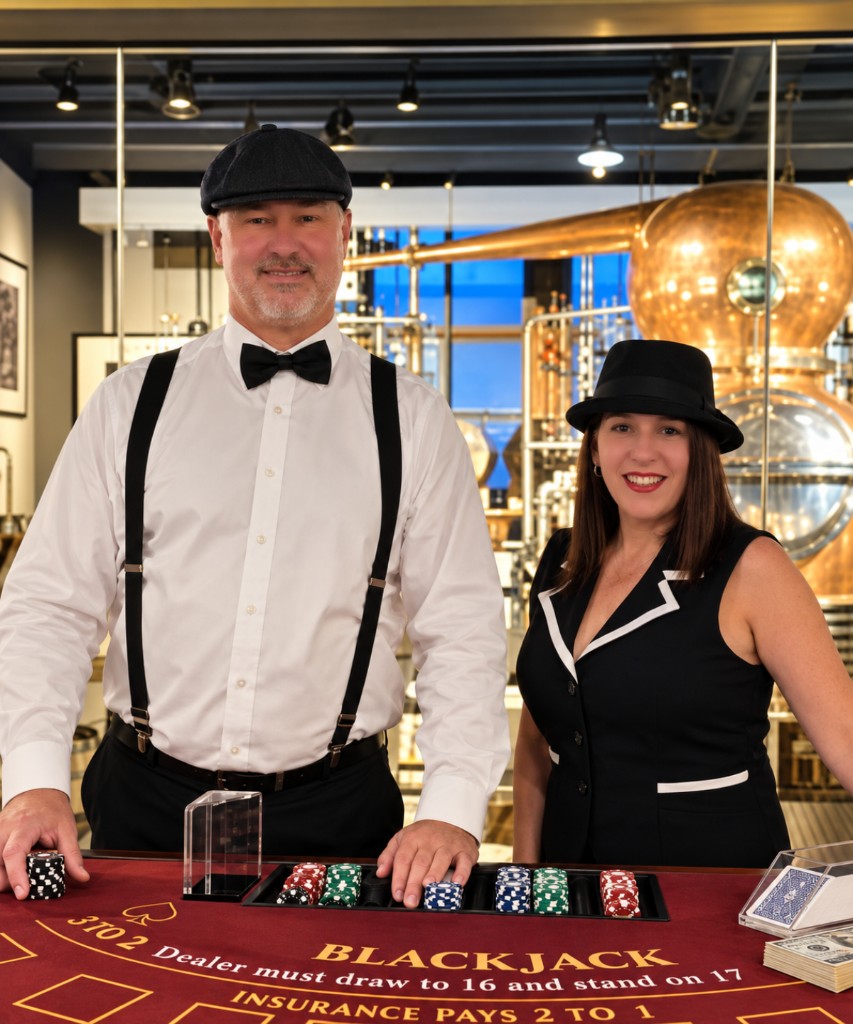 Casino-style gaming table set for a corporate event