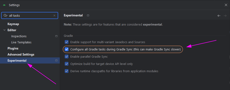 Preview of settings page