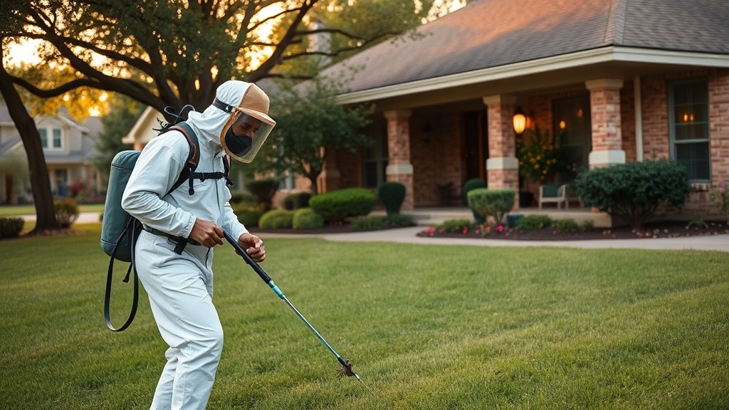 Perimeter pest treatment around a Cypress TX ranch-style home