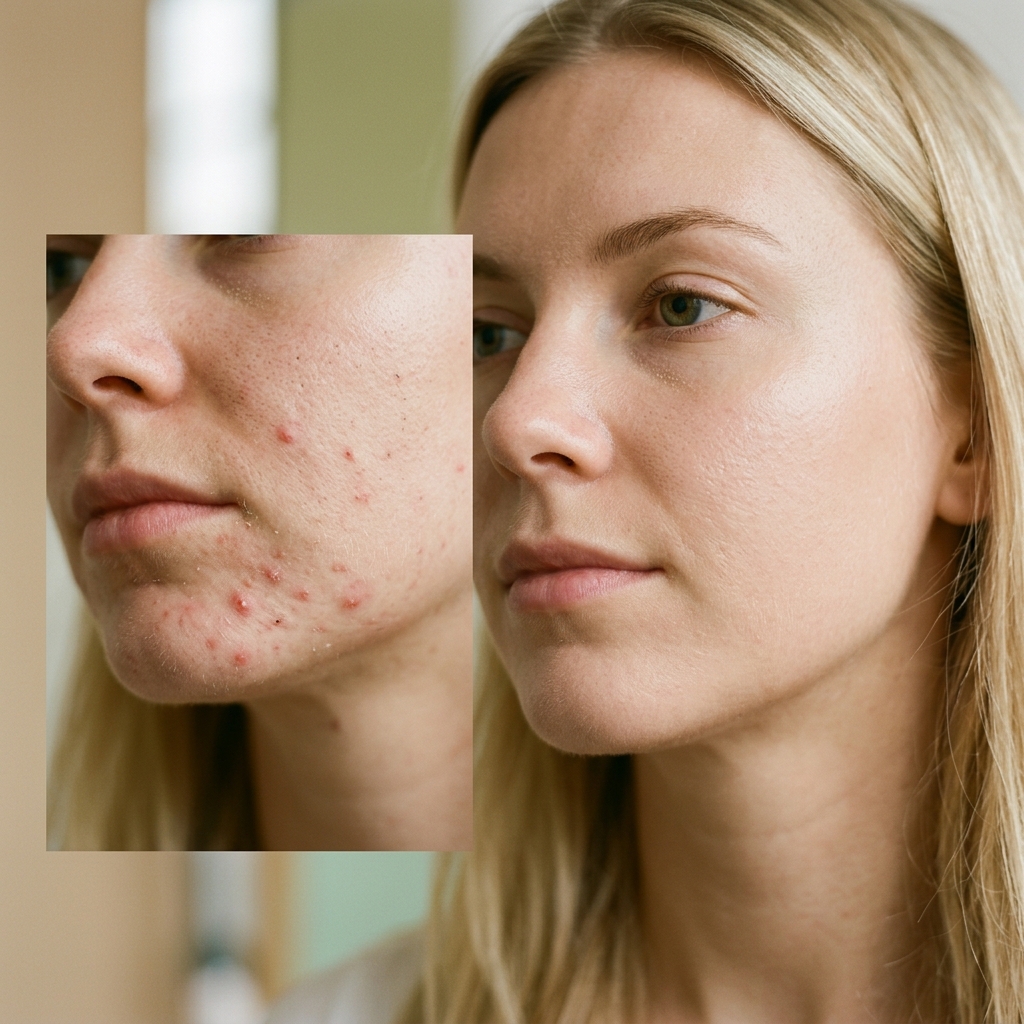 Hormonal chin acne progress during skin cycling protocol