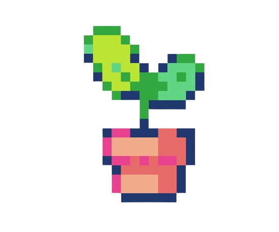 a small pixel art image of a plant in a pot