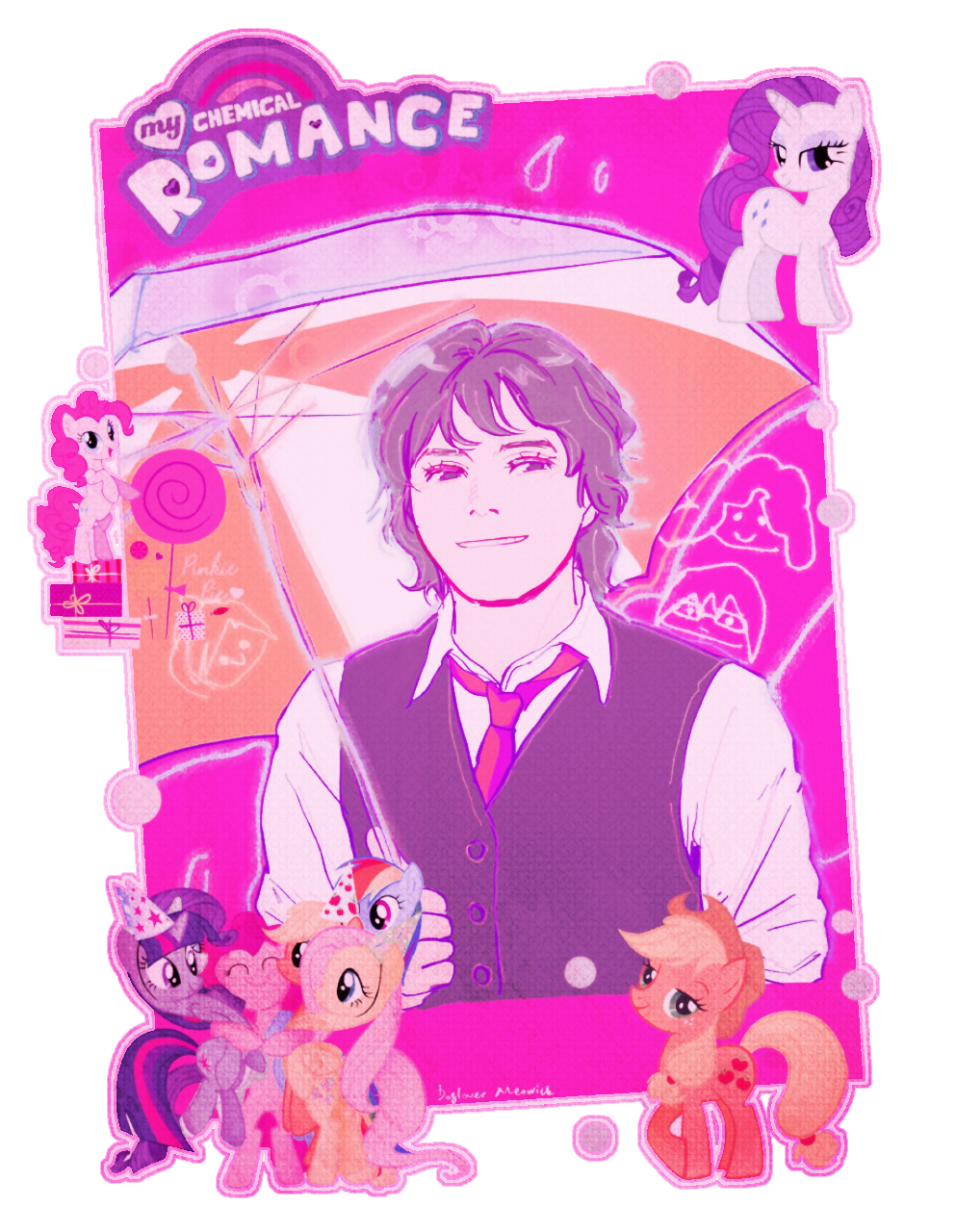 Gerard Way fanart with My Little Pony characters by DogloverMeowick on Twitter