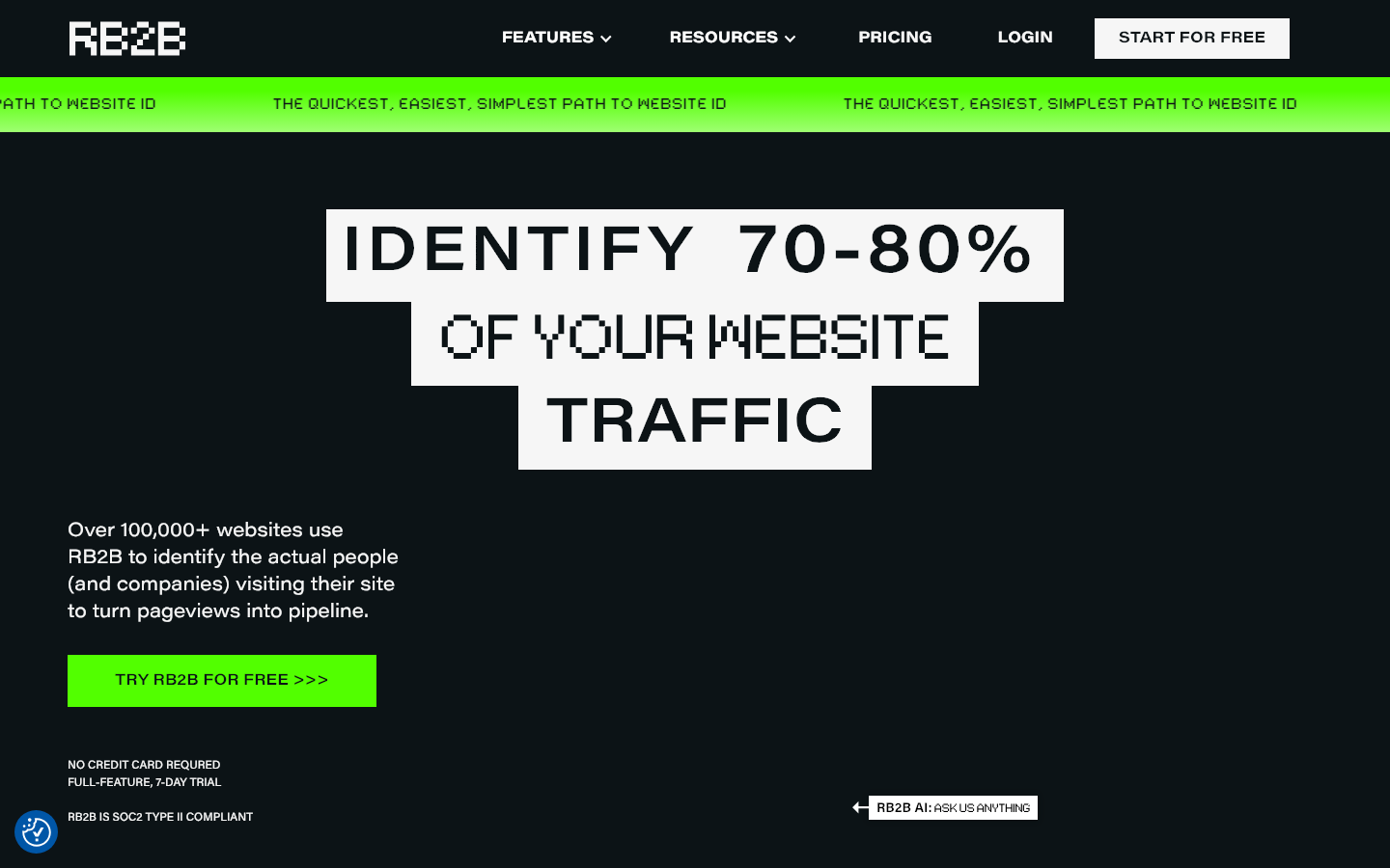 RB2B homepage
