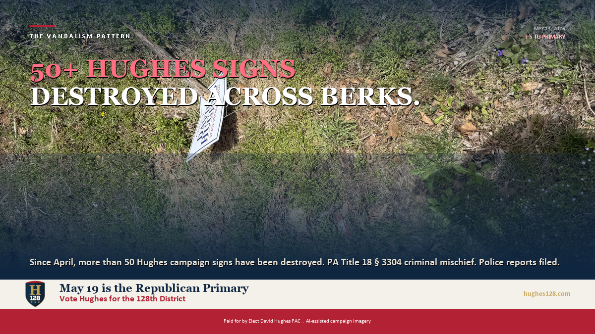 Destroyed Hughes sign 1