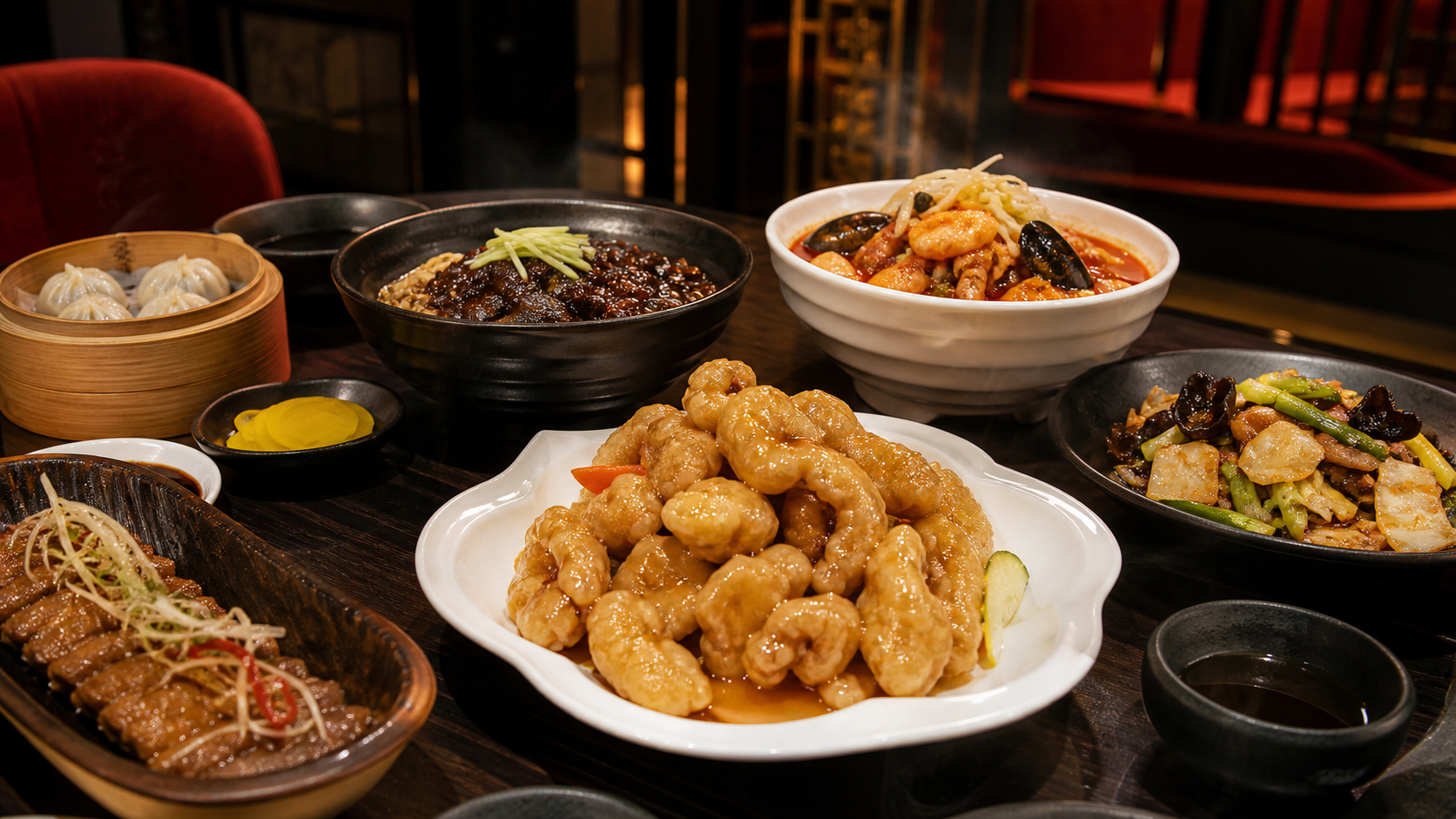 마곡 중식 맛집을 비교하기 위한 탕수육과 짜장면, 짬뽕, 딤섬 상차림