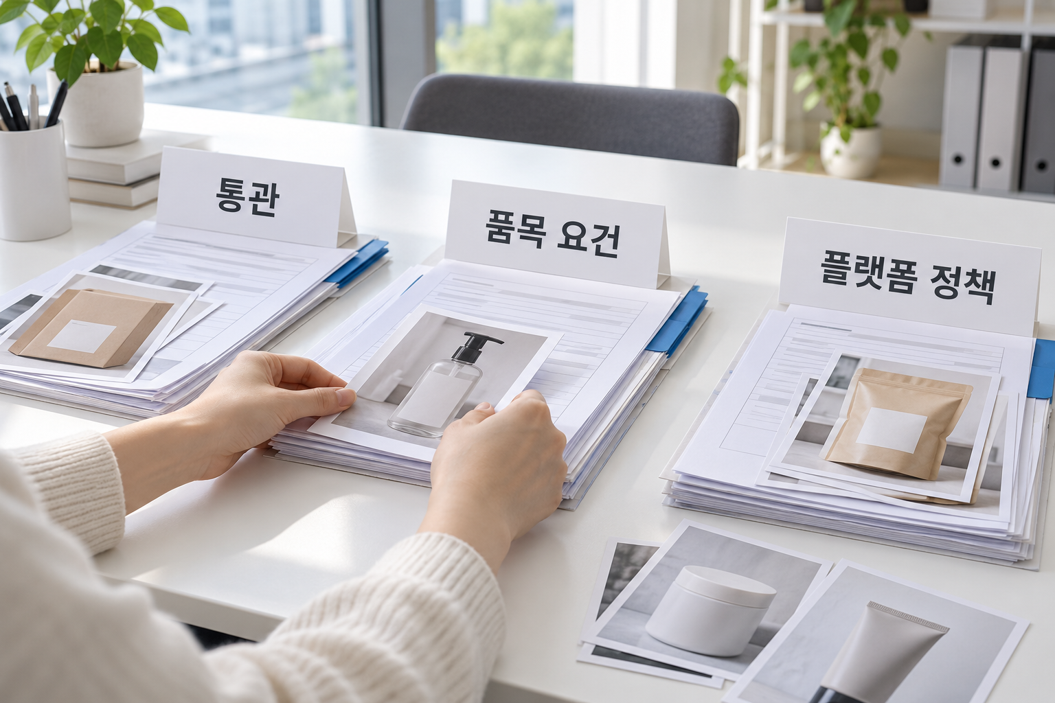 통관·품목별 요건·플랫폼 정책의 확인 질문을 나누어 준비하는 설명용 장면