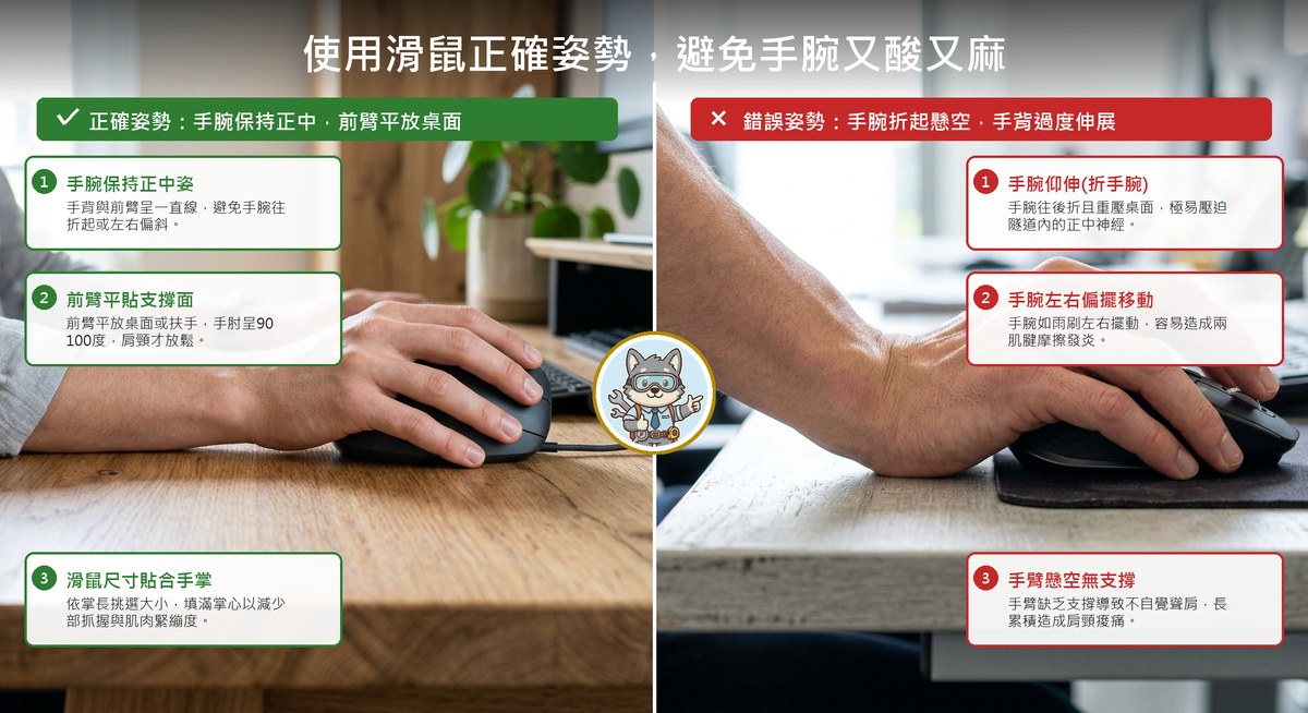 滑鼠挑選與正確手腕姿勢