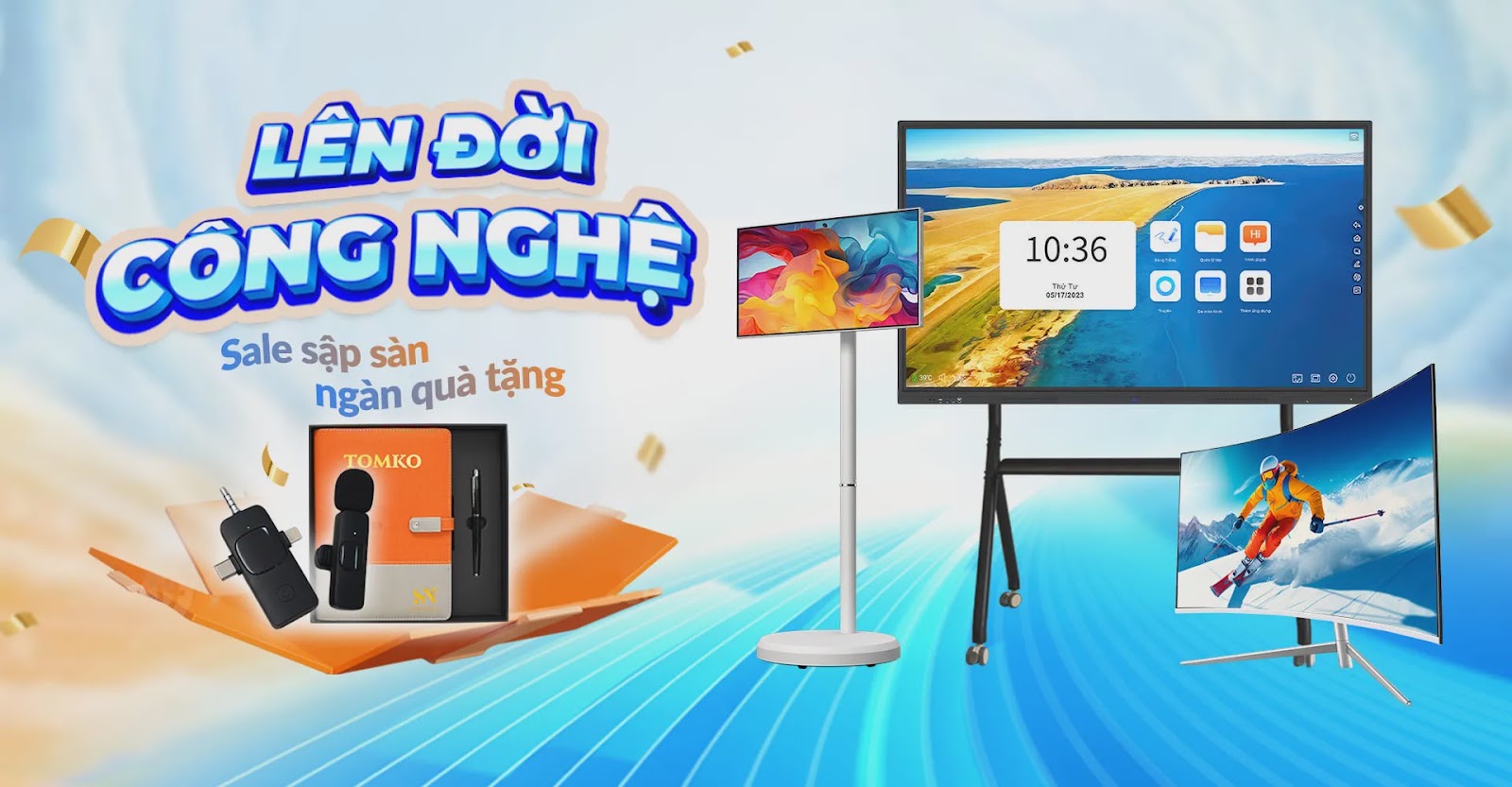 Các màn hình công nghệ trưng bày hiện đại