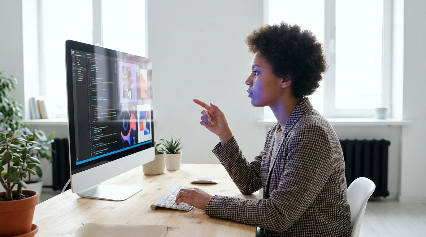 A person confidently choosing between Claude Sonnet 5 and Opus 4.8 for their AI projects.
