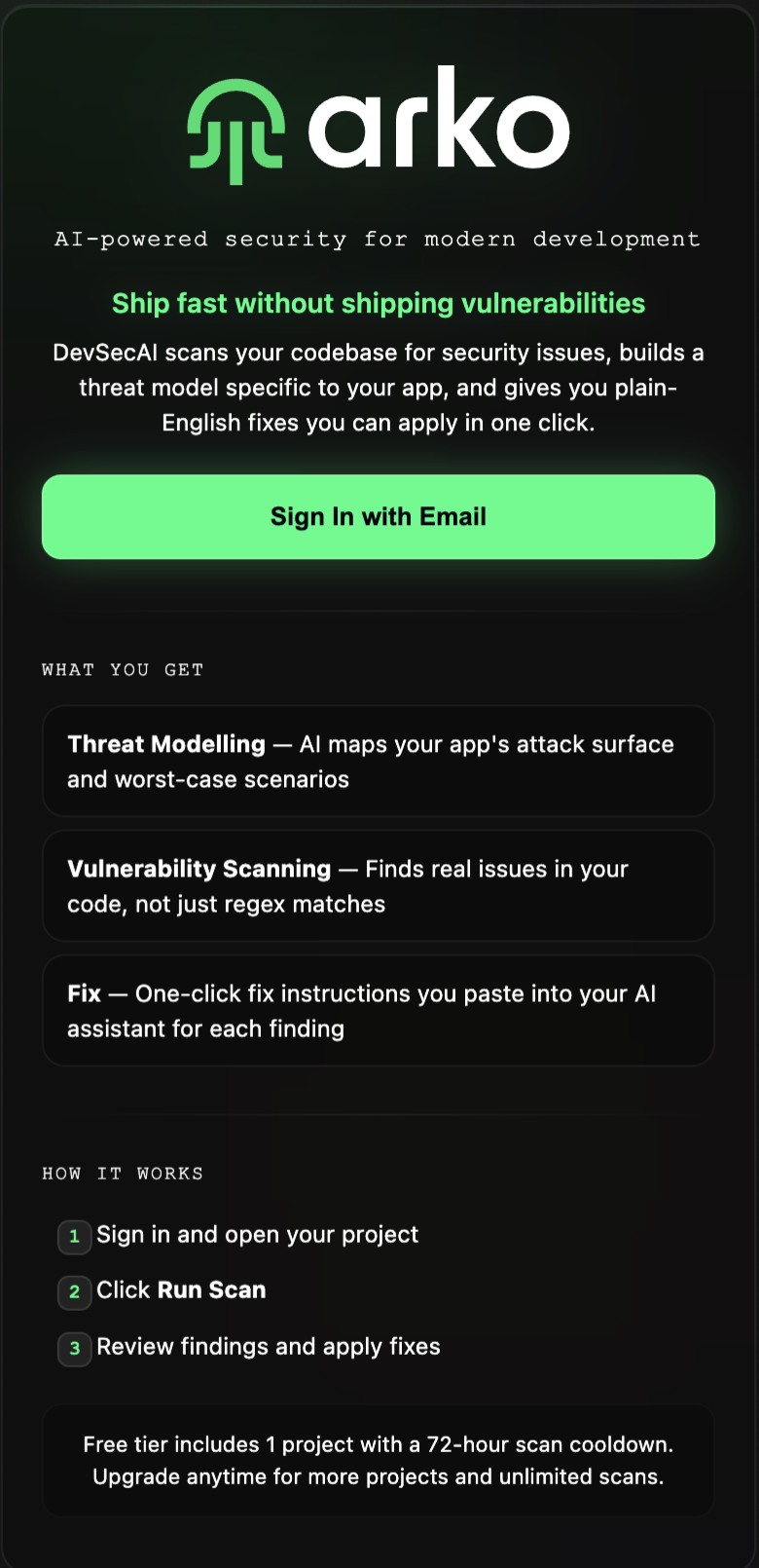 ARKO welcome and sign in