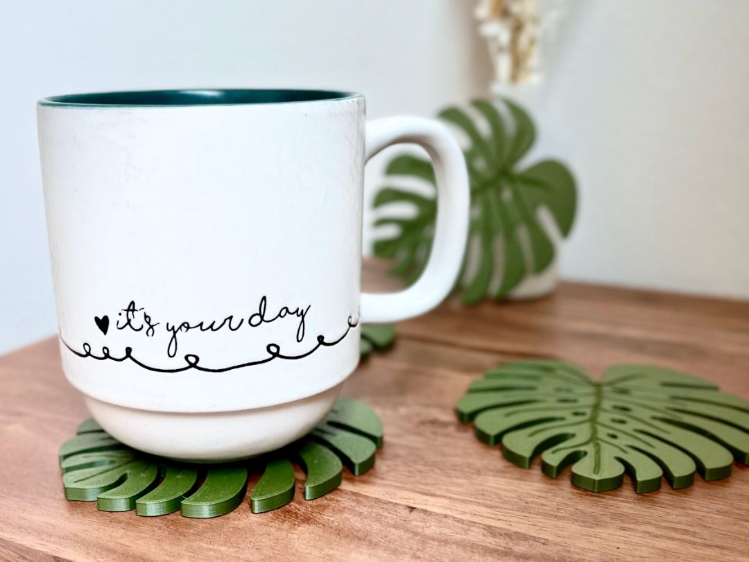 Posavasos de hoja Monstera x2 impreso en 3D