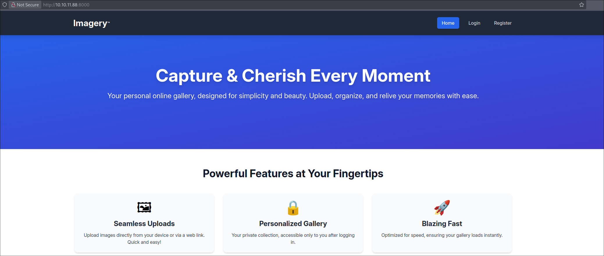 Imagery landing page