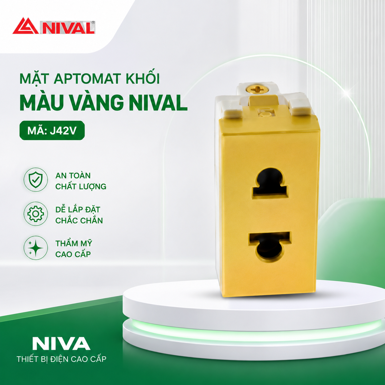 Mặt aptomat khối - màu vàng Nival