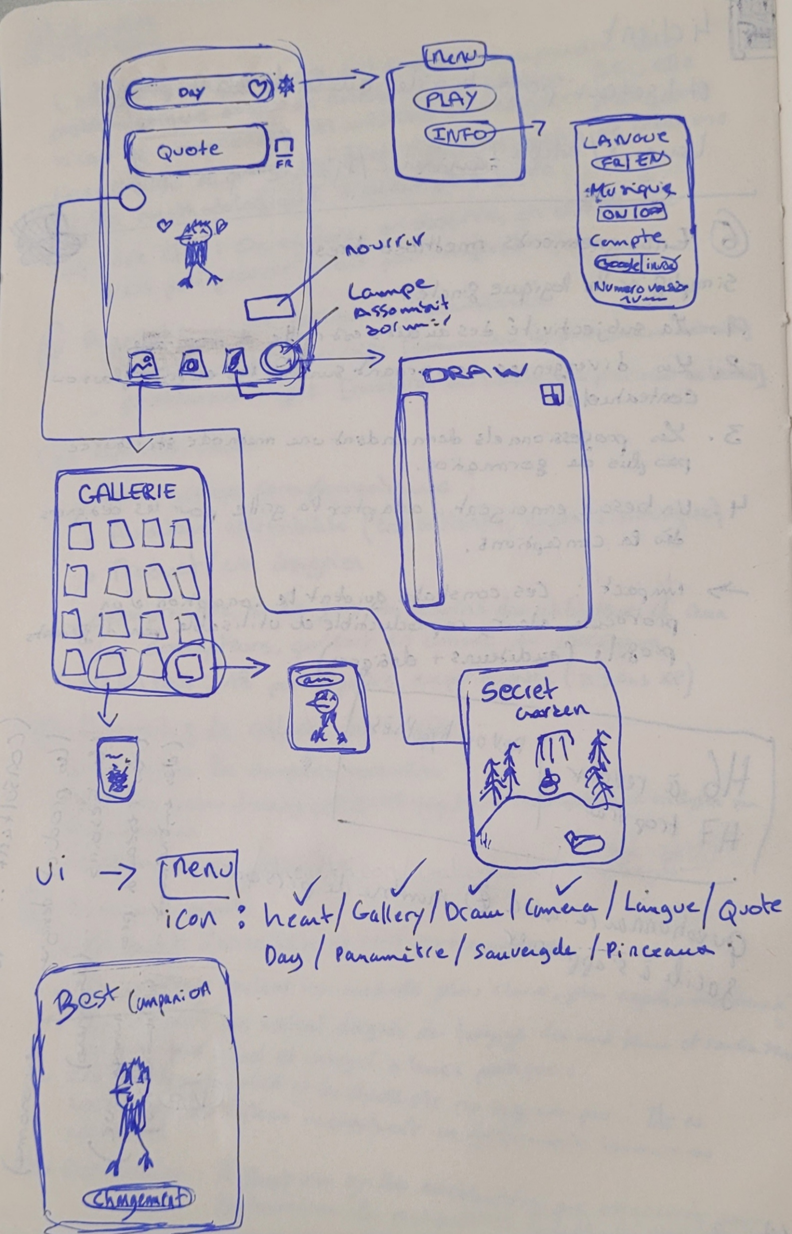 Hand-drawn wireframe map