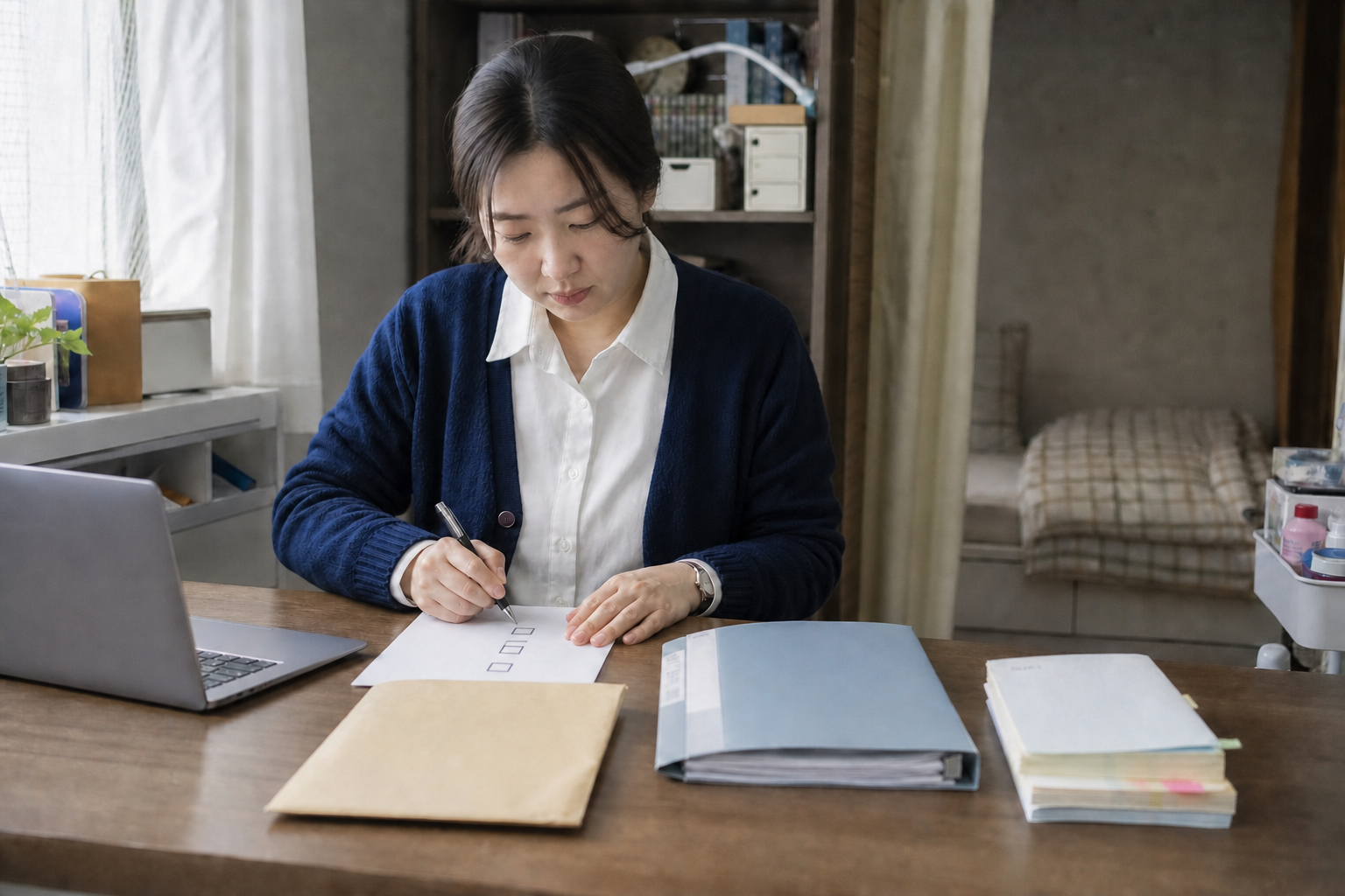 서류 발급 전 큐넷에서 확인할 네 가지 순서를 체크하는 모습
