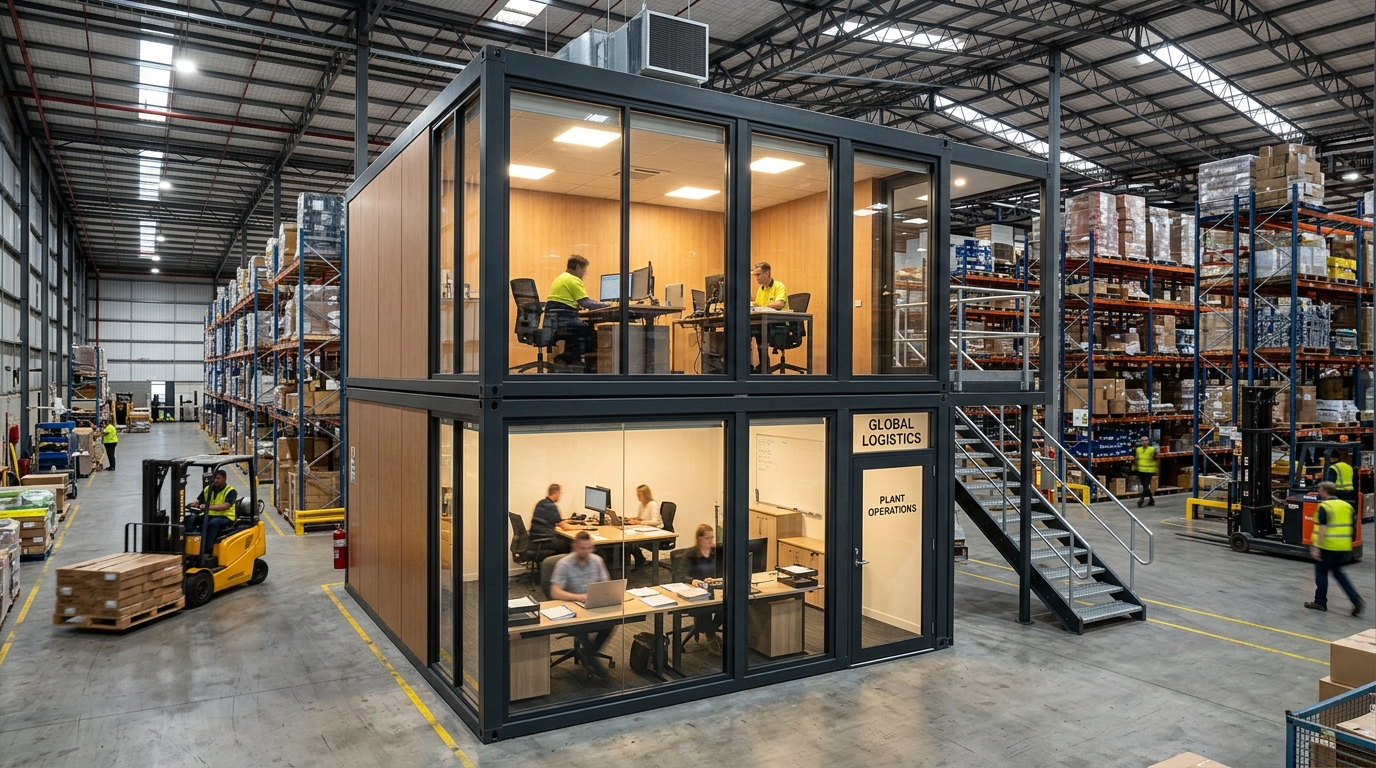 Wire mesh security cages inside a warehouse with locked access