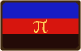 polyamorous flag, the old one with blue red and black stripes and a yellow pi symbol