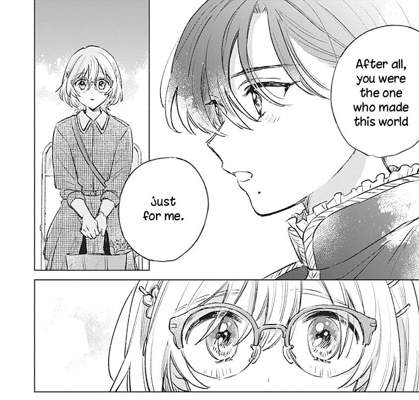 Tsukasa, as an entranced Shiori watches from the audience: After all, you were the one who made this world just for me.