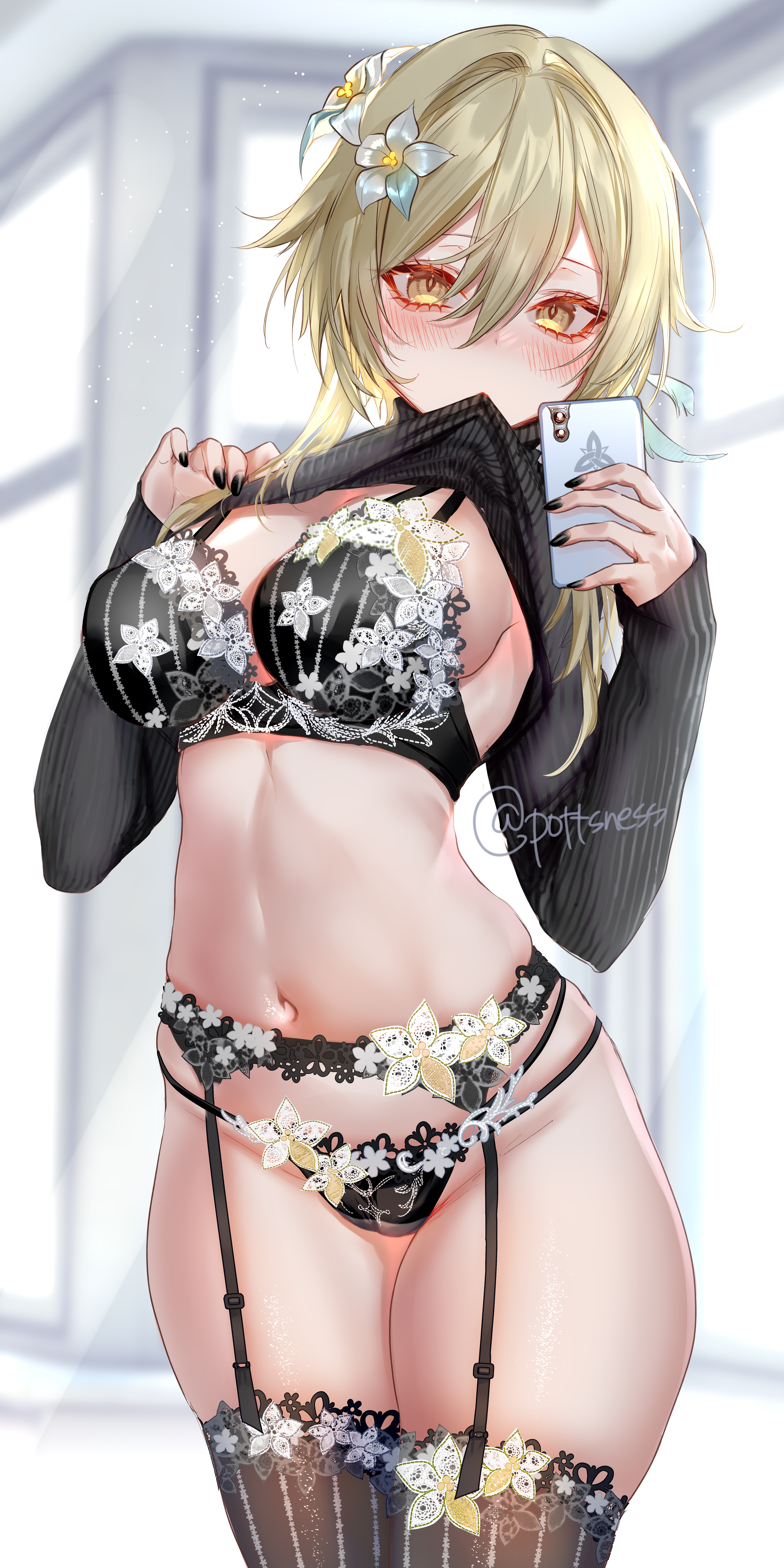 Lumine in Black Bra and Panties by pottsness