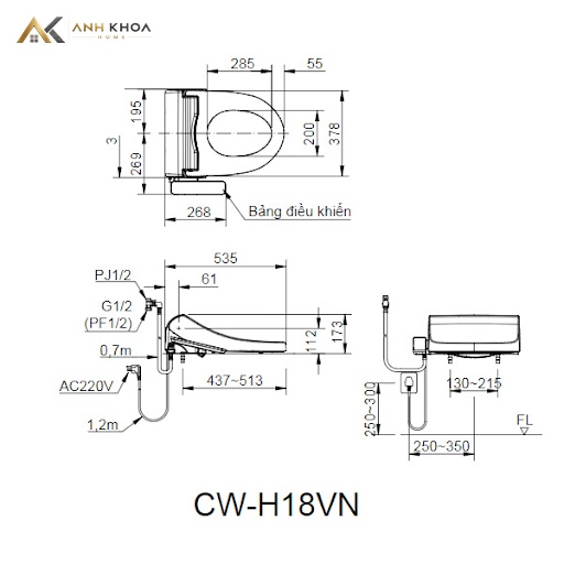 ban ve nap rua dien tu Inax CW-H18VN