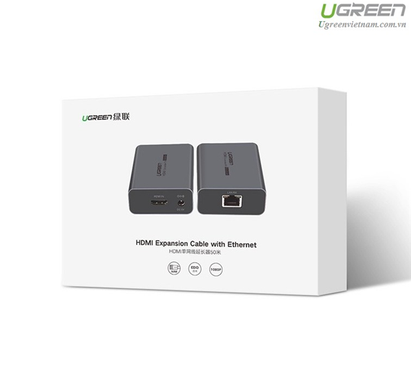 Ugreen 50739 50M màu Đen Bộ kéo dài HDMI qua cáp mạng Cat5 6 có điều khiển IR CM196