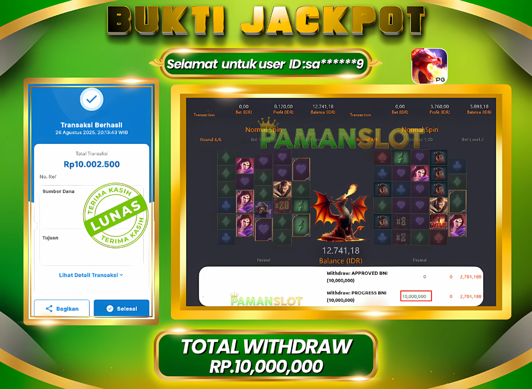 PAMANSLOT JACKPOT Game PG - Dragons Treasure Quest  Rp.10,000,000 - LUNAS