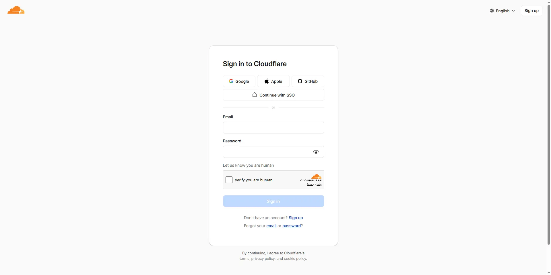 Halaman login Cloudflare