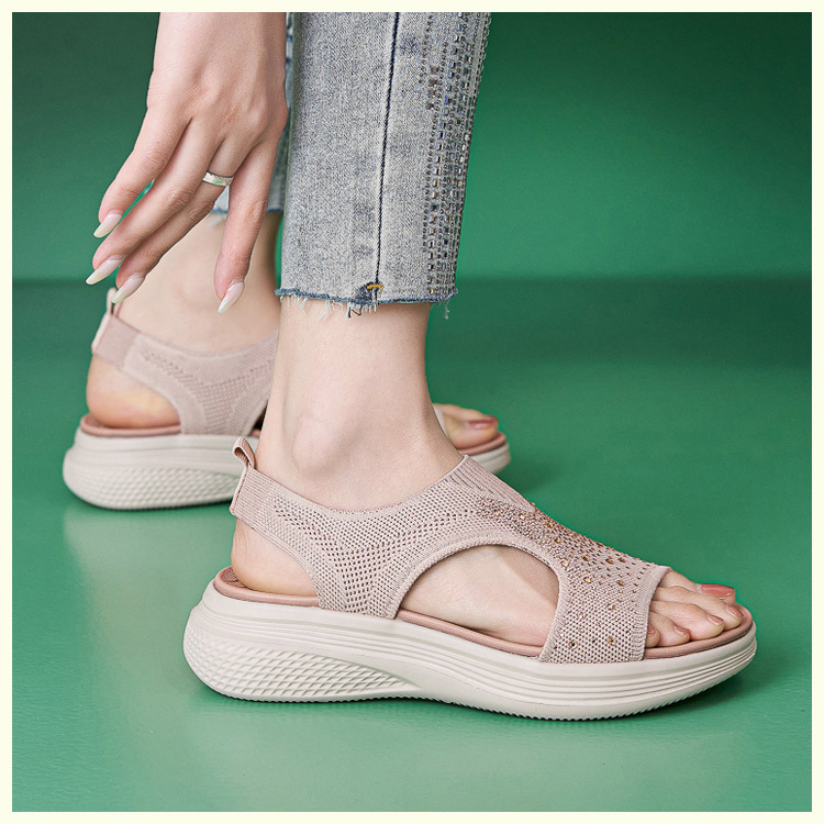 Women's Rhinestone Platform Sporty Comfort Sandals - Detail 7