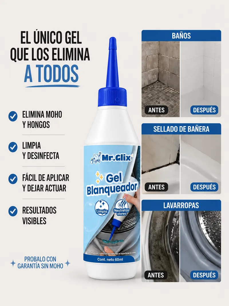 MR.GLIX Gel Blanqueador - elimina el moho de juntas y gomas
