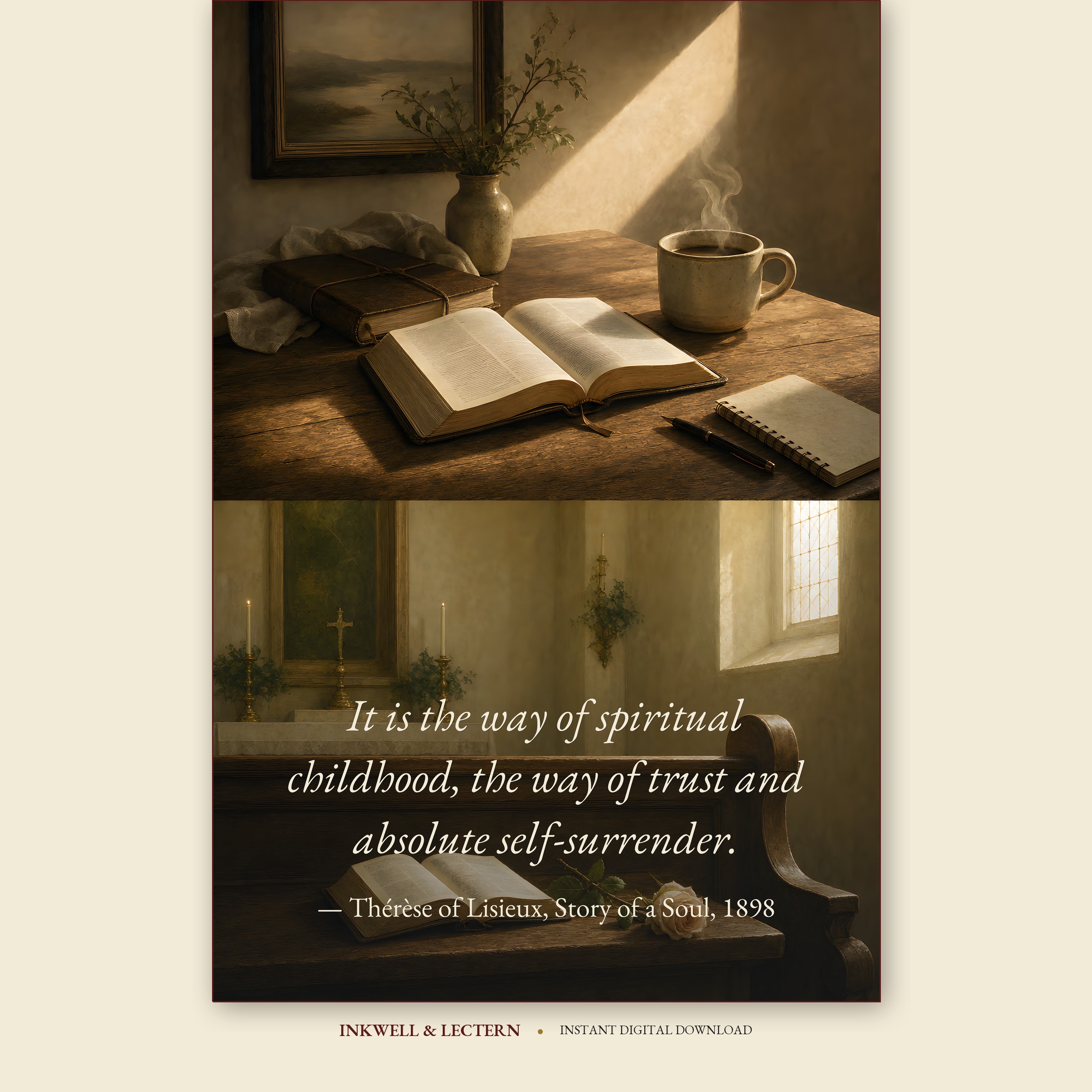 Thérèse of Lisieux on Spiritual Childhood — Christian literary quote print