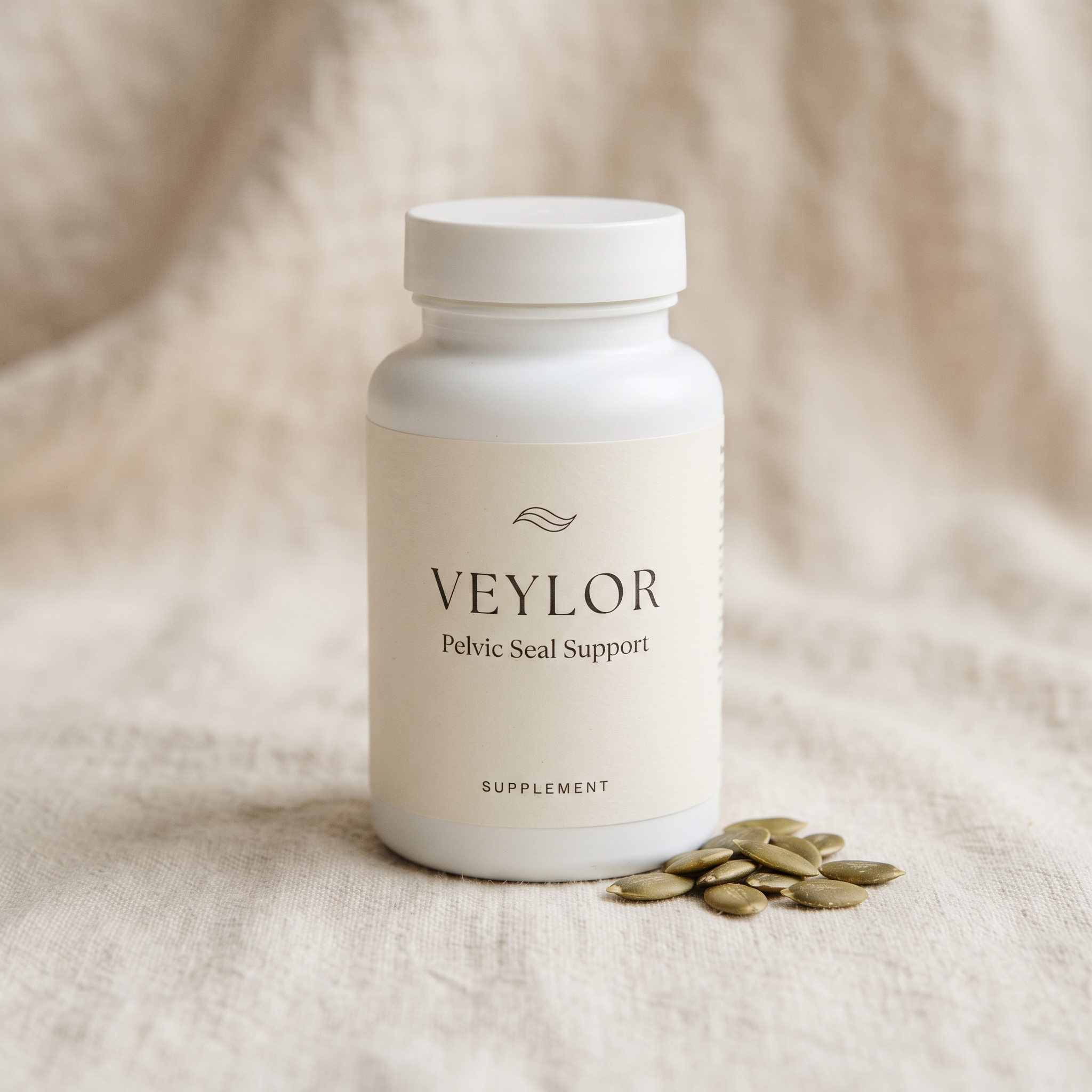 Veylor Pelvic Seal Support supplement bottle with pumpkin seeds