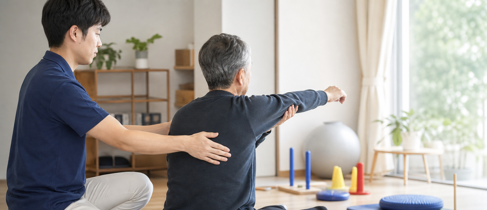 脳卒中後の上肢麻痺に対する促通反復療法の練習場面