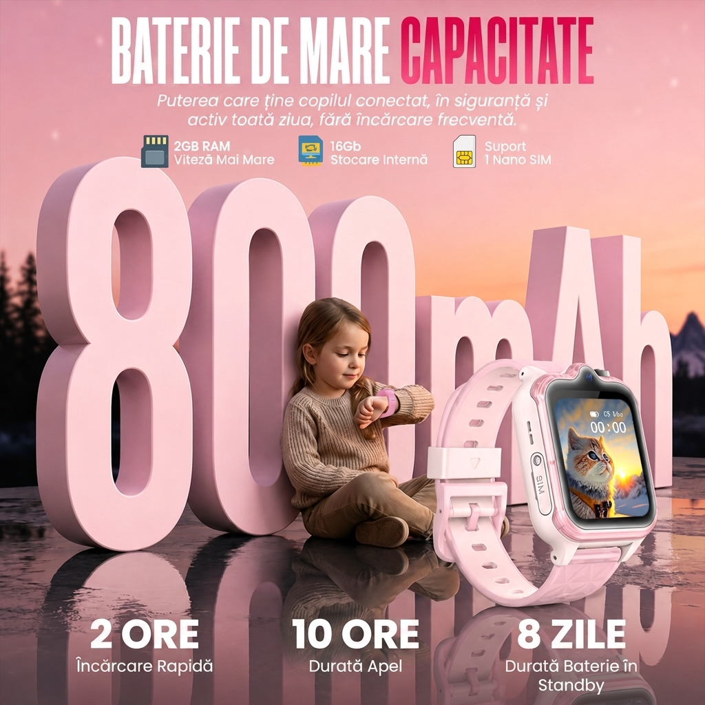 Ceas smartwatch Wingereich copii roz