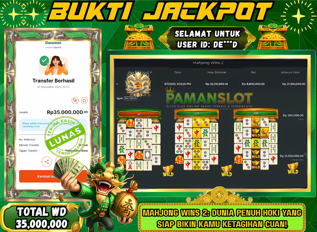 PAMANSLOT JACKPOT Game Mahjong Wins 2 Rp.35,000,000 - LUNAS