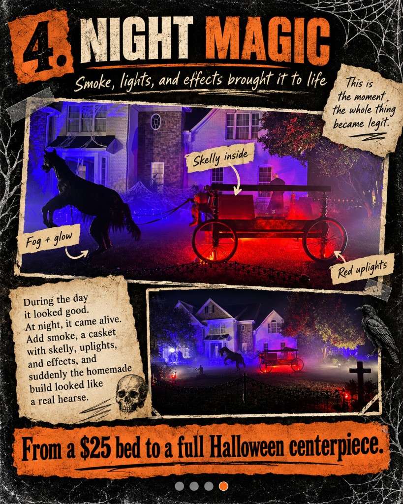 Night magic: smoke, lights, and the finished hearse