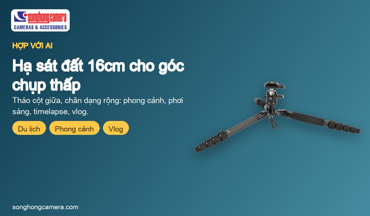 Sirui Traveler 5CX hạ thấp 16cm