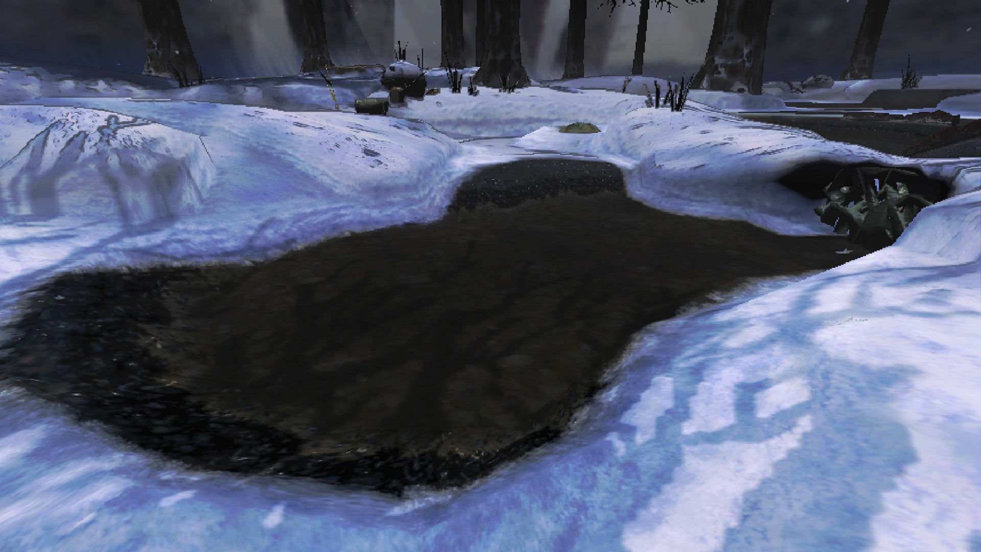 Drained pool of water on Repose.