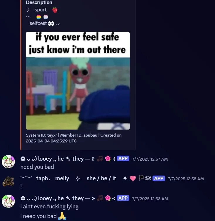 just one of many instances of mel's alter looey sexualizing chem's alter sprout