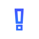 an animal crossing exclamation mark . it's a blue outline filled in with white in a blocky style