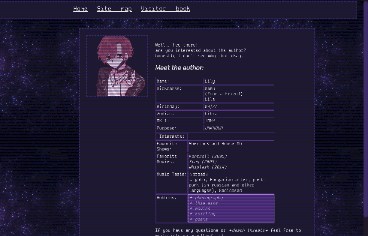 About me page
