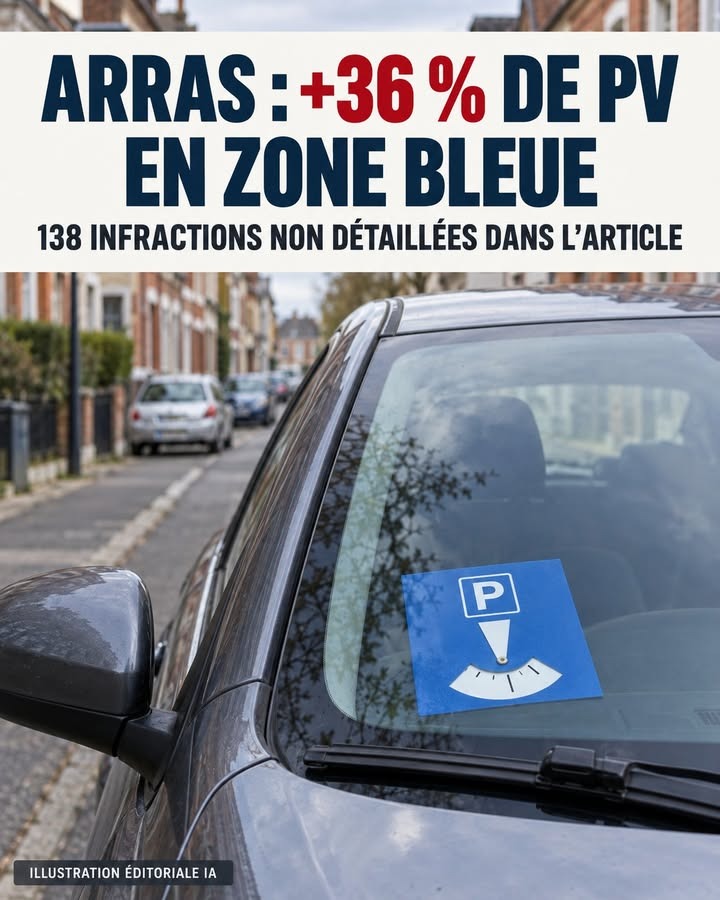 Une voiture noire avec un autocollant bleu de stationnement sur le pare-chocs, sur une rue résidentielle.