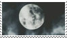 stamp of a greyscale full moon with clouds in the corner