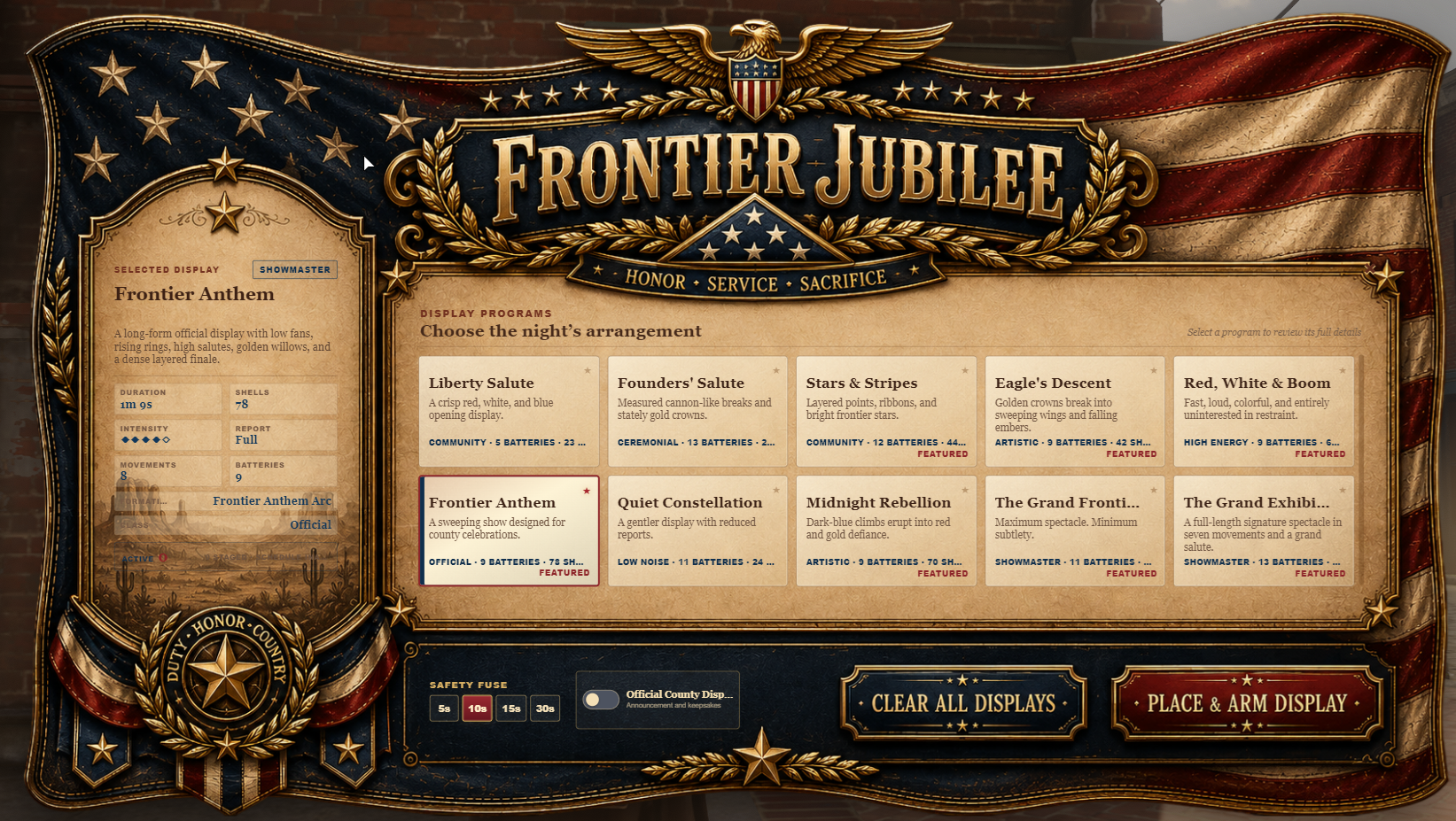 Dapper Frontier Jubilee Veterans Tribute interface